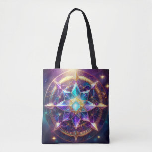 Celestial Mandala – Radiant Star Crystal Artwork Tote Bag
