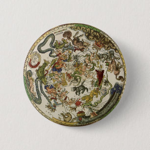 Celestial Map by Peter Apian, Vintage Astronomy 6 Cm Round Badge