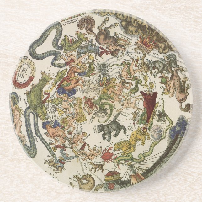 Celestial Map by Peter Apian, Vintage Astronomy Coaster (Front)