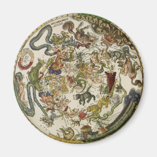 Celestial Map by Peter Apian, Vintage Astronomy Magnet