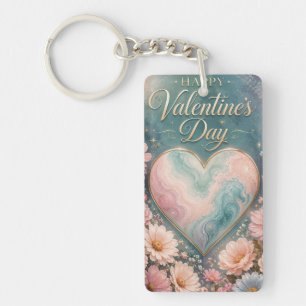 Celestial Marble Heart Valentine Garden Key Ring