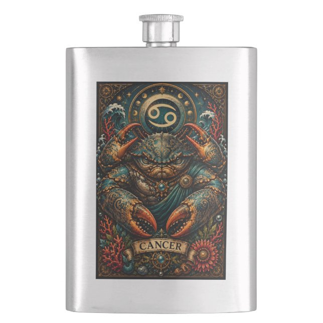  Celestial Masculine Cancer Taurus design Hip Flask (Front)