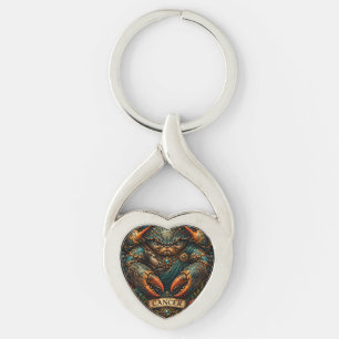 Celestial Masculine Zodiac Cancer design Key Ring