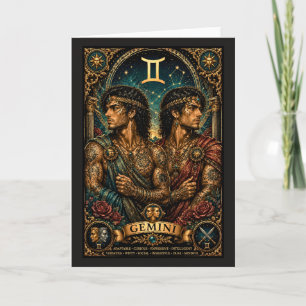 Celestial Masculine Zodiac Gemini design Card