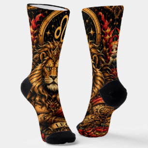 Celestial Masculine Zodiac Leo design Socks