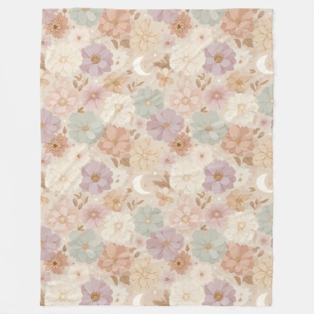 Celestial Meadow Floral  Fleece Blanket (Front)