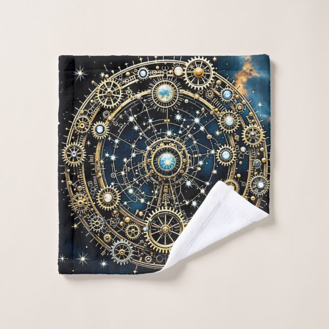 Celestial Mechanism Cosmic Art Bath Towel Set (Wash Cloth)