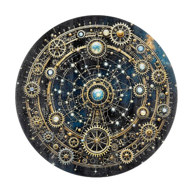 Celestial Mechanism Cosmic Art Cutting Board (Front)