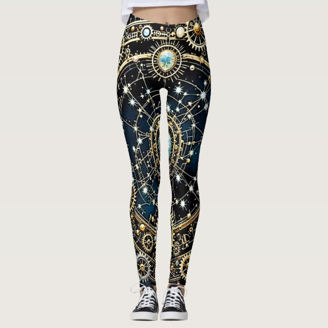 Celestial Mechanism Cosmic Art Leggings (Front)