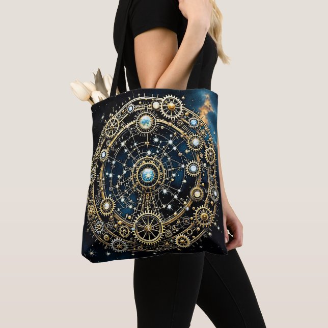 Celestial Mechanism Cosmic Art Tote Bag (Close Up)