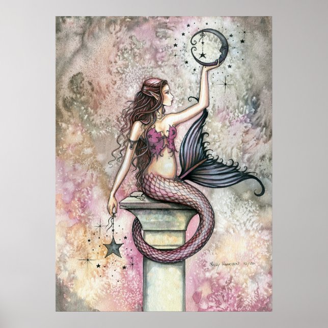 Celestial Mermaid Fantasy Art Poster Print (Front)