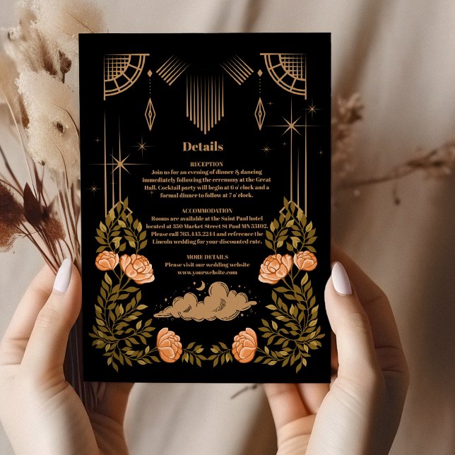 Celestial Midnight Black Stars Details Wedding Enclosure Card (Creator Uploaded)