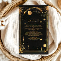 Celestial Midnight Black Stars Moon Wedding