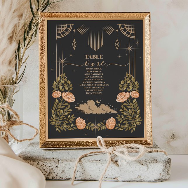 Celestial Midnight Black Stars Wedding Table Number (Creator Uploaded)