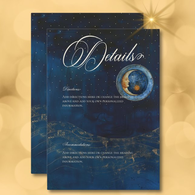 Celestial Midnight Blue Crescent Moon Details Enclosure Card (Celestial Midnight Blue Crescent Moon Details Enclosure Card)