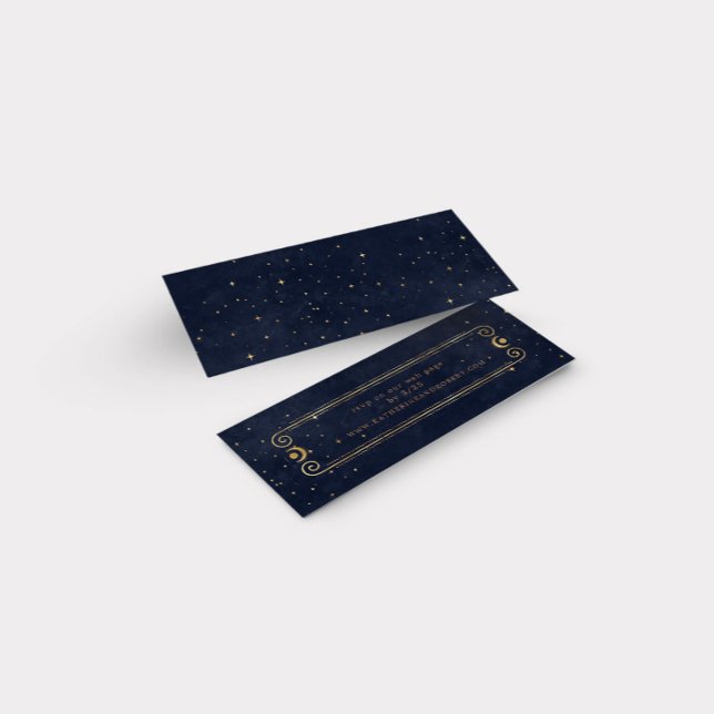 Celestial Midnight Blue Gold Wedding Website Card (Creator Uploaded)
