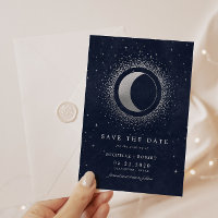 Celestial Midnight Blue Stars Photo Save The Date