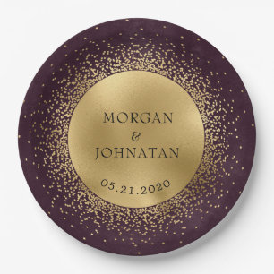 celestial midnight gold moon  paper plate
