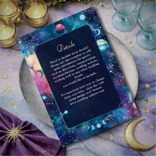 celestial midnight moon wedding details  enclosure card