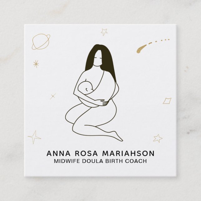 *~* Celestial Midwife Doula  Birth Pregnancy Square Business Card (Front)