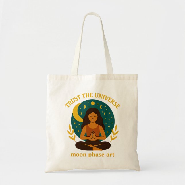 Celestial Mindfulness Moon Tote Bag (Front)