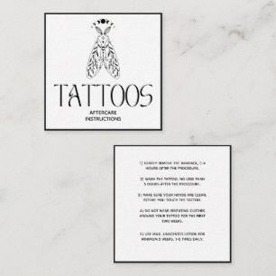 Celestial Minimalist Moth Tattoo Aftercare Square Business Card