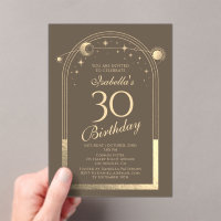 Celestial Mocha Gold Sun Moon Stars 30th Birthday