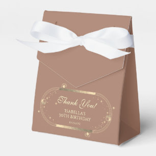 Celestial Mocha Gold Sun Moon Stars 30th Birthday Favour Box