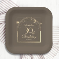 Celestial Mocha Gold Sun Moon Stars 30th Birthday