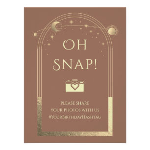 Celestial Mocha Gold Sun Moon Stars Oh Snap Poster