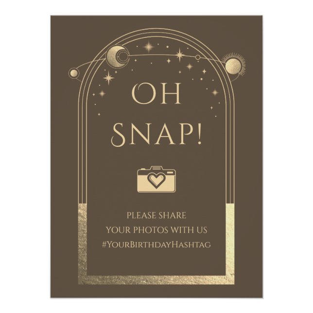 Celestial Mocha Gold Sun Moon Stars Oh Snap Poster (Front)