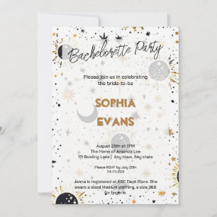 Celestial Modern Wedding Bachelorette Party Invitation
