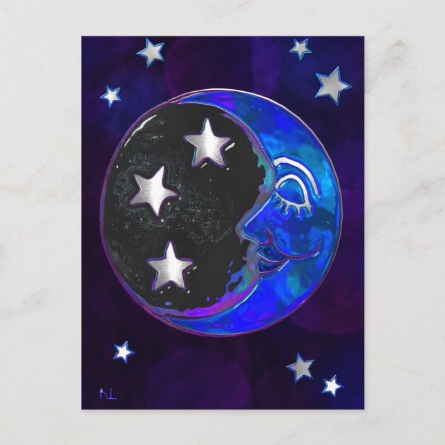 Celestial Momments Bohemian Folk Art VERT ONLY Postcard (Front)