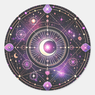 Celestial Moon and Gemstone Sticker Mystical