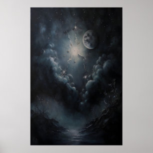 Celestial Moon And Sky Vintage Celestial Wall Art