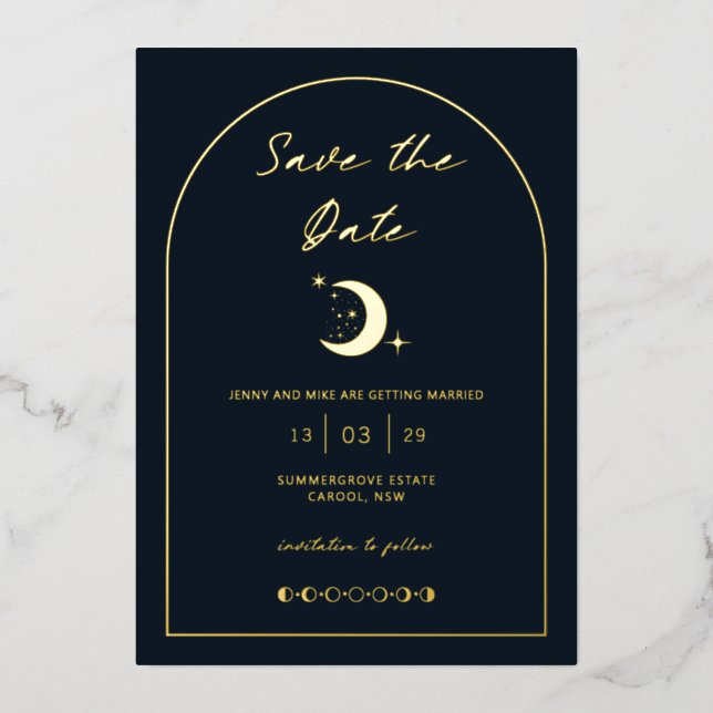 Celestial Moon and Stars Arch Save the Date  (Front)