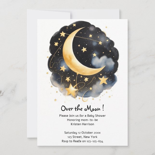 Celestial Moon and Stars Baby Shower Invitation (Front)
