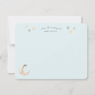 Celestial Moon and Stars Blue Baby Boy Shower Thank You Card