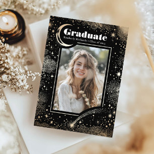 Celestial Moon and Stars Graduate Photo Graduation Invitation