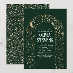 Celestial Moon and Stars Mystical Birthday Invitation