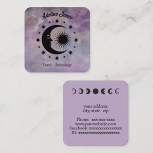Celestial moon and stars square business card