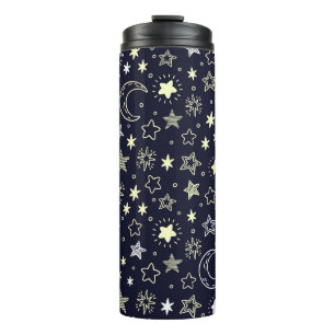 Celestial moon and stars thermal tumbler