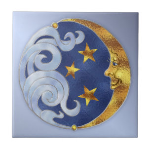 Celestial Moon and Stars Tile