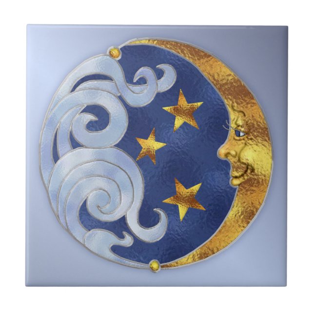 Celestial Moon and Stars Tile (Front)