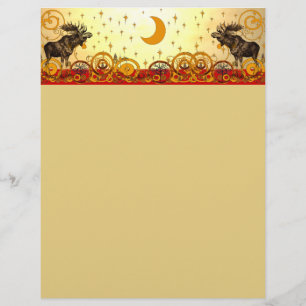 Celestial Moon and Stars Vintage Moose Christmas