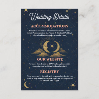 Celestial Moon and Stars Wedding Details Enclosure Card