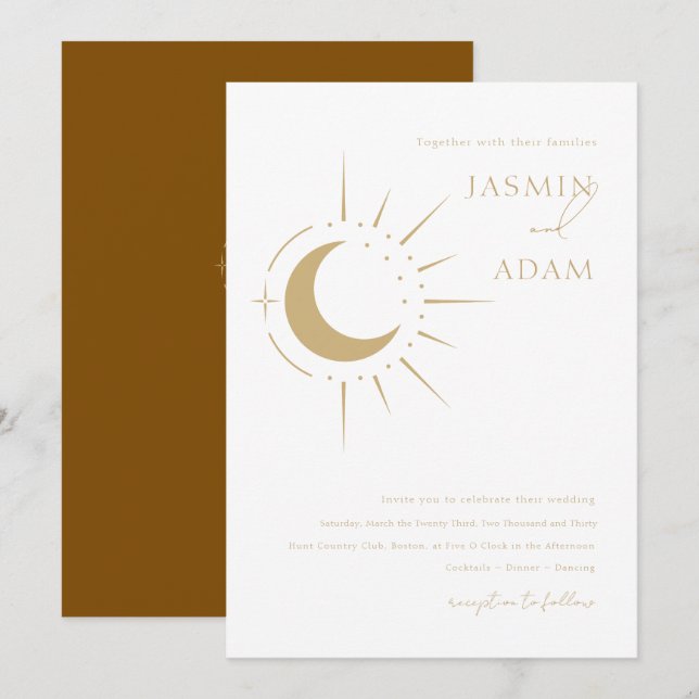 Celestial Moon and Stars Wedding Invitation (Front/Back)