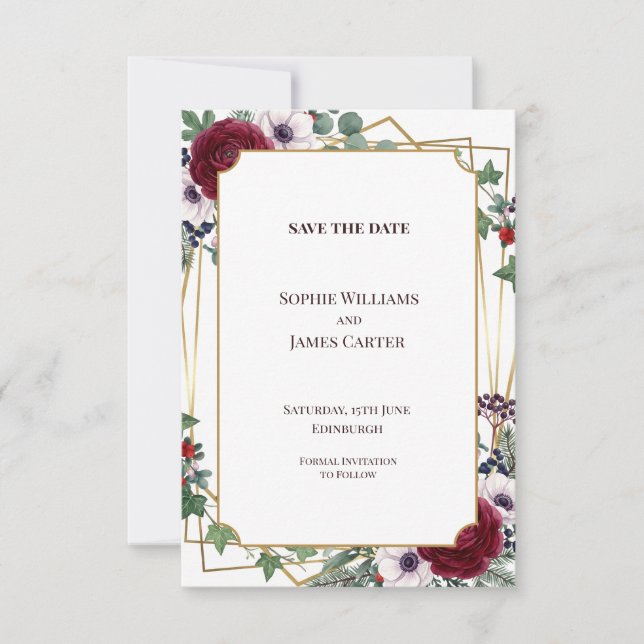 Celestial Moon and Stars Wedding Save the Date (Front)