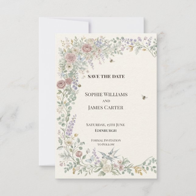 Celestial Moon and Stars Wedding Save the Date (Front)