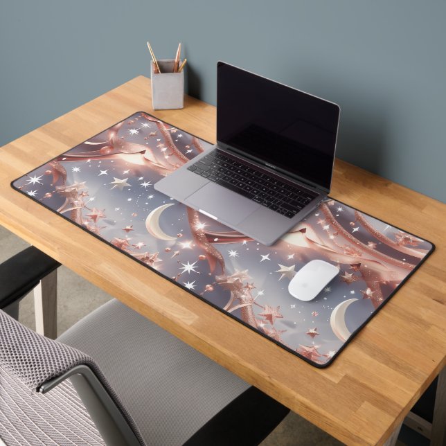 Celestial Moon Astrology – Marble White Desk Mat (Office 2)